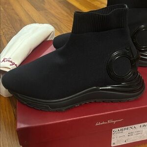 Salvatore Ferragamo Black High-Top Sneakers